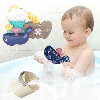 Cartoon Baleia Spray de Água Banho do Bebê de Brinquedos Infantil casa de Banho de Giro do Aspersor Brinquedos de Bebê da Água do Chuveiro Jogar Brinquedos Com DIODO emissor de Luz Presente