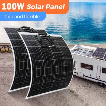 100W 18V Flexível Painel Solar PET de Alta Eficiência Photovoltaik Monocristalino de Célula para a Casa de Telhado RV Carro de Campismo Carregador Solar
