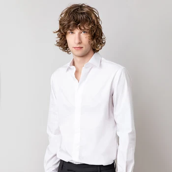 Algodão de Oxford, Camisa de Manga Longa Slim corte business casual camisa dos homens do inglês Manta decorativa sólido camisa