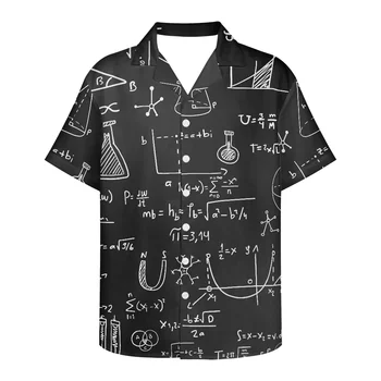 Fórmula científica Blackboard Padrão cópias Engraçado Roupas masculinas 2022 Moda de Manga Curta, Camisas de Verão Casual, Praia Havaiana