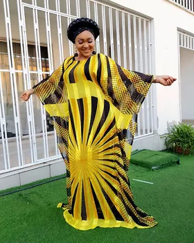 2019 nova chegada do outono elegante estilo de moda das mulheres africanas a impressão de plus size vestido longo