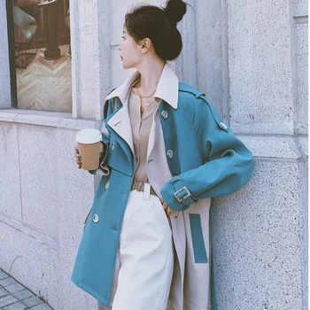 Mulheres Blusão de 2022 nova Primavera, Outono Trench Coat Mulheres Jaqueta coreano de Alta qualidade Temperamento Mulheres de Costura Coats