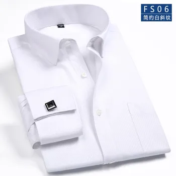 2022 Homens Francês Punho De Camisa De Vestido Branco De Manga Longa Casual Botões De Camisa Masculina, A Marca De Camisas Regular Ajuste De Punho