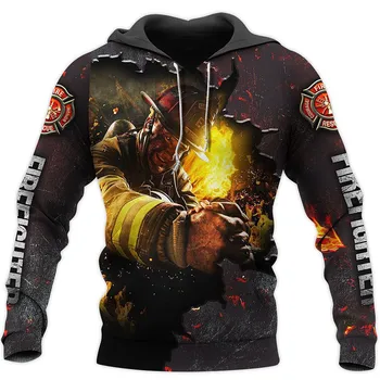 Novo bombeiro série de impressão 3D camisa de moda zíper Capuz casual camisa