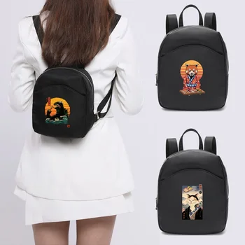 Pequenas Mochilas Mulheres de Moda do Japão Gato Impressão Fêmea Mini mochilas Escolares Preta Mochila para Meninas 2022 Casuais Novo Mochila