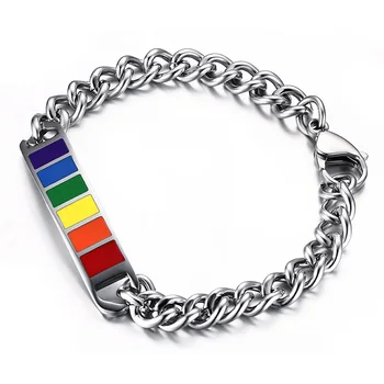 2022 LGBT Jóia Inoxidável Material de Aço Curvo Simples Marca arco-íris Personalizados Bracelete Adequado Para Casais
