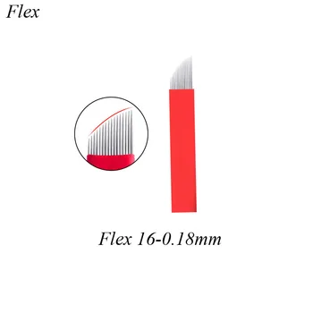 Lâmina para tebori Micropigmentação pontas 16FLEX 0,18 mm Tebori Agulhas Agulhas para Maquiagem Permanente do Manual de Sobrancelha Lâminas