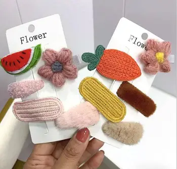 Coreia do Luxuoso Flor Frutas Acessórios de Cabelo Para as Meninas de Cabelo Clipes de desenhos animados Molas Headwear Headwrap Grampos J18