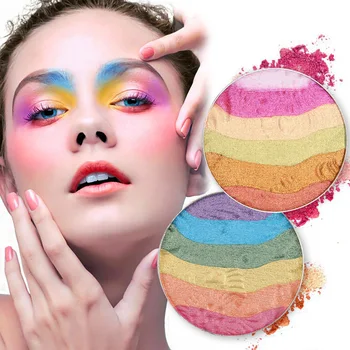 SEPROFE 6 cores do arco-íris Realçar a sombra em Pó Preguiçoso Rosto Blush Cor de Maquiagem Placa de Beleza fase de maquiagem