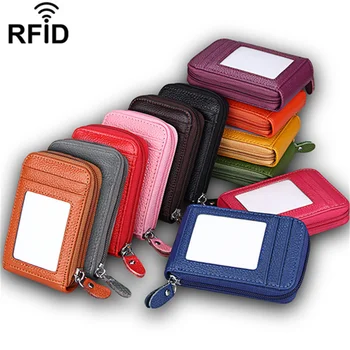 RFID Bloqueio de Bolso com capa de Couro PU de Negócio Titular do Cartão de Carteira de Mulheres de 13 Bits Homens Banco/ID/Titular do Cartão de Crédito Cartão de Carteira de Caso