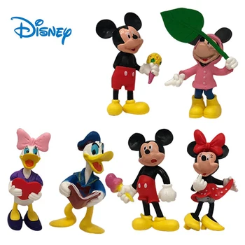 Disney Mickey Mouse Modelo de Bonecas Brinquedos 6pcs/conjunto de desenhos animados de Pato Donald Decoração do Bolo de Figura de Ação Filhos para Presentes de Aniversário
