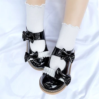 Lolita sapatos bowknot laço bowknot princesa kawaii sapatos de cabeça redonda televisão calcanhar jk uniforme estilo kawaii menina lolita cosplay loli