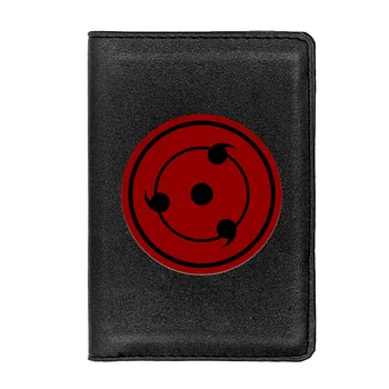 Clássico Ninja Sharingan Símbolo Capa de Passaporte Homens Mulheres Couro Slim Cartão de IDENTIFICAÇÃO de Viagem do Titular da Carteira Organizador de Documentos Caso