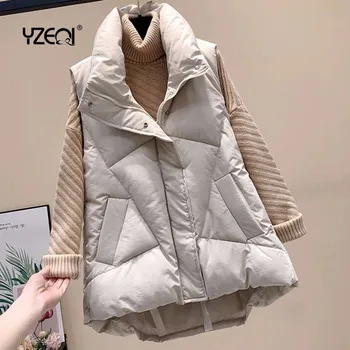 Yzeqi 2020 Inverno As Mulheres De Moda De Neve Coletes De Algodão Branco, Sem Mangas Da Jaqueta De Senhoras Casual Curto Colete Feminino, Colete De Inverno Frio