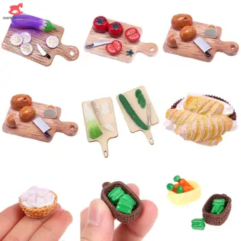 1:12 Casa de bonecas em Miniatura de Cozinha, Placa de Corte de Simulação de Vegetais Modelo de Acessórios de Casa de Boneca DIY Decoração Brinquedos de Presente