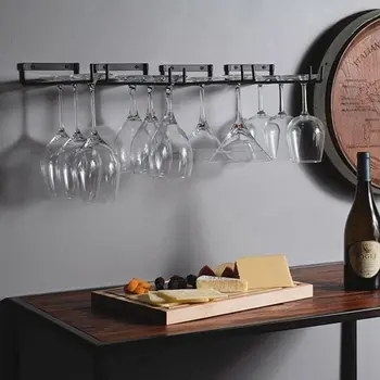 Montável Forjado Taças de Vinho de Ferro Preto 30cm de Vidro Rack de Parede