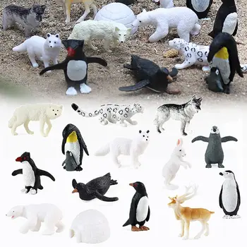 Aprendizagem Precoce De Micro Paisagem Renas Lobo, Urso Polar, A Raposa Coelho Miniatura Penguin Figuras Ártico Modelo Animal