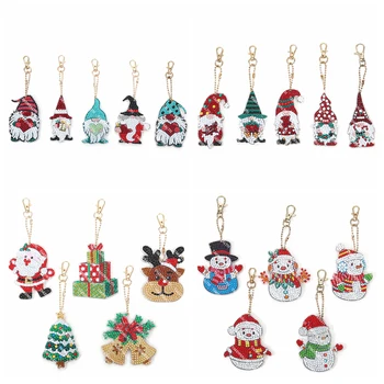 5pcs Natal 5D DIY Diamante Pintura keychain do Papai Noel Diamante Pendurar Ornamentos, Decorações da Árvore de Natal Pingente