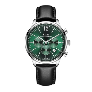 Homens Cinto de Couro Impermeável relógio de Pulso KLAS Marca для мужчин кварцевые наручные часы