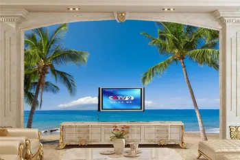 Trópicos Costa do Mar do Havaí Palma de Areia Natureza papéis de parede papel de parede, sala de TV, sofá parede do quarto em 3d papel de parede paisagem