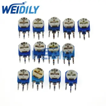 10PCS RM063 204 200K ohms Vertical Azul Branco Resistor Ajustável WH06-1 Multiturn Aparador Potenciômetro RM-063