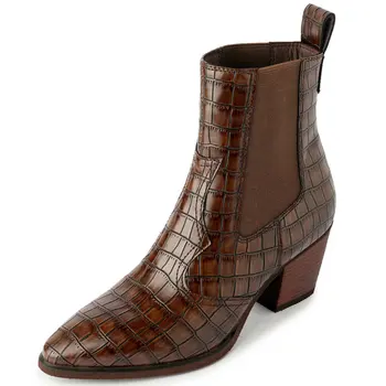 2021 Mulheres Novas Ankle Boots de couro genuíno Outono Inverno Madura Senhora do Escritório botas Casuais sapatos de Salto Alto elástico Sapatos de Mulher