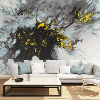 Abstrato moderno papel de Parede 3D em Estilo Chinês de Arte Tinta Folha de Ouro Foto Murais de Sala de estar com TELEVISÃO de Estudo Criativas de Decoração de Casa de revestimento de Parede