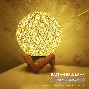 Rattan bola lâmpada LED lâmpada luz da noite luzes fio de USB CONDUZIU a luz de decoração Criativa de Presente de Luz Quente cor 3 pode escolher