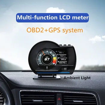 Carro Head Up Display OBD2+GPS Multi-Função Smart Velocímetro a velocidade Excessiva da Temperatura da Água do Sistema de Alarme Turbo Boost taquímetro