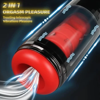Automático Masturbador Masculino Copa Brinquedos Sexuais para o Homem Masturbação Velocidades de Vibração de Choque Pênis Real Boquete Máquina Digital Buceta
