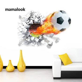 Futebol bola de Futebol através de adesivos de parede PLANO de fundo Removível sala de estar, quarto decalques da parede decoração de quartos de meninos