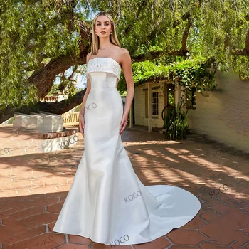 MACDOUGAL Moderno e Elegante, o Vestido de Casamento de Diamante Mikado Fit & Vestido de reflexo, com Flores em 3D e Dobre o Corpete sem Alças 2023