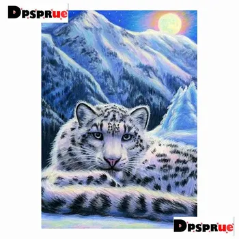 Dpsprue Completo Quadrado/Redondo 5D Diy Diamante Pintura Kit de Ponto de Cruz, leopardo Animal 3D de Bordado Mosaico de Decoração de Casa Para o Presente