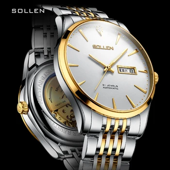 Suíça Marca de Luxo SOLLEN Japão MIYOTA 8205 Mecânico Automático dos Homens Relógios Safira Impermeável Ultra-fino Relógio SL9030