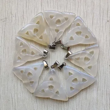 De boa qualidade, branco natural agates oco triângulo encantos pingentes para fazer jóias, colares de 8pcs/lote de Atacado frete grátis