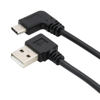 90 Graus para a esquerda e direita em ângulo usb c cabo USB3.1-Tipo c masculino para USB2.0 Macho 90 Graus angulares 25cm cor Preta