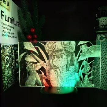 Acrílico 3d Lâmpada Anime o Meu Herói Academia Asui Tsuyu Noite do Diodo emissor de Luz para a Decoração do Quarto do Nightlight Crianças de Presente de Aniversário Mangá Gadget
