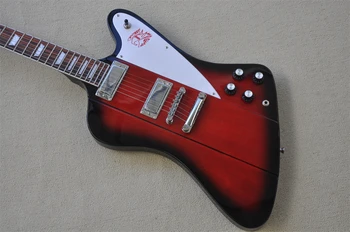 O Thunderbird Firebird guitarra elétrica,Transparente, vermelho, rosewood fingerboard Hardware Cromado fotos reais em stock 41