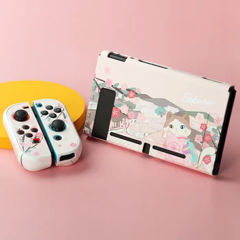 para a Nintendo Mudar Escudo Protetor Sakura Gato cor-de-Rosa Bonito da Menina Fada Liga o PC, Capa Dura de Volta Girp Shell Para a Nintendo Mudar