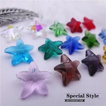 14mm estrela-do-mar de cristal encantos forma de estrela pingentes brinco de miçangas jóias DIY conclusões acessórios de cabelo oceano verão pulseira 60pcs