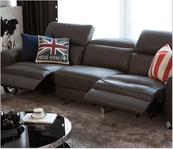 Sala de estar, conjunto de Sofá de 4 lugares sofá reclinável elétrico sofá de couro genuíno sofás secionais muebles de sala moveis para casa
