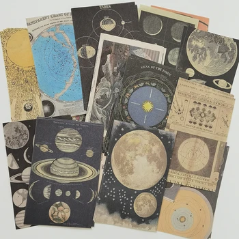 60 Folhas de Vintage Galaxy Lua de Decoração Material de Papel de Scrapbook Diário DIY Diário Colagem de Lixo de plano de Fundo de Papel Craft