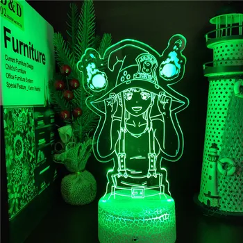 Anime Lâmpada de Fogo da Força Maki Oze Figura Ilusão 3D Lâmpada de LED RGB Noite Neon Luz Acrílico Decoração Para a Mesa da Sala de Iluminação Mangá Presente