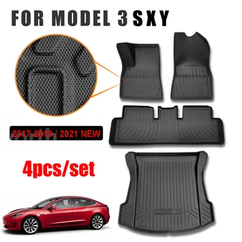 Tapetes de carro Para o Tesla Model 3 Y 2019-2021 Carro Tapetes antiderrapantes Almofada do Pé TPO de Borracha, Tapetes de Auto Acessórios de Estilo Automóvel