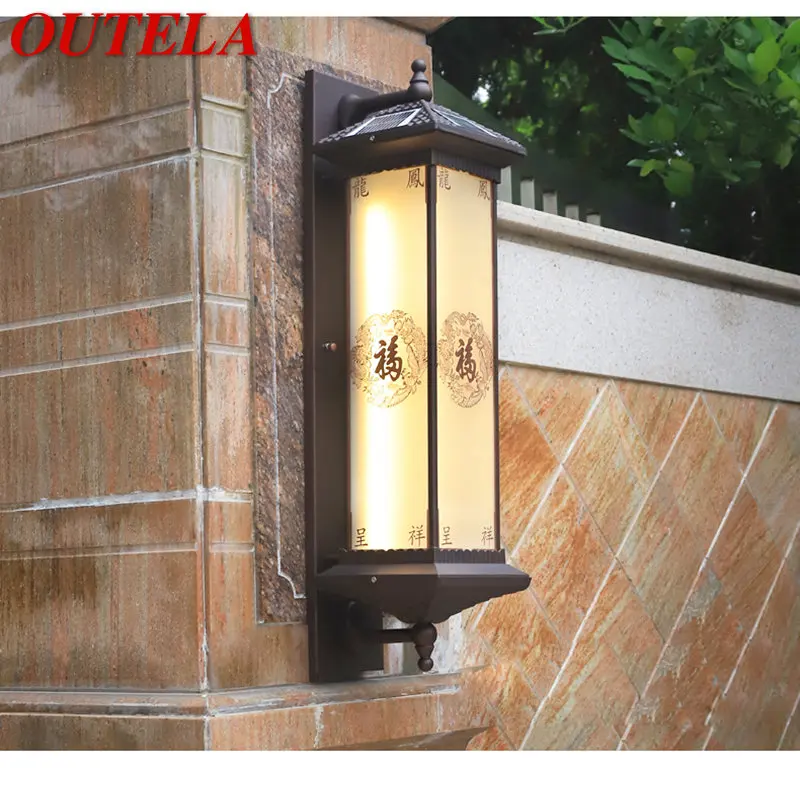 OUTELA Solar, Lâmpada de Parede ao ar livre Criatividade Chinês Candeeiro de Luz de LED à prova d'água IP65 para a casa de campo Home Varanda para o Pátio